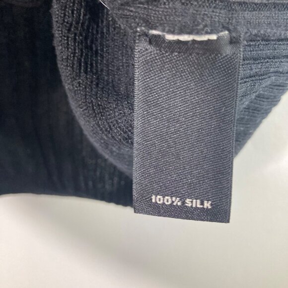 Womens Murano Silk Ribbed Sweater Short Sleeve Black S - Picture 8 of 9